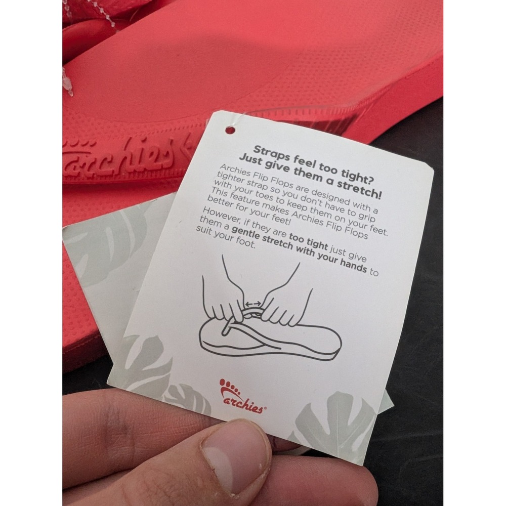 Archies Arch Support Men 15 Flip Flops Coral Red Orthotic Sandals NEW Recovery - Picture 5 of 12